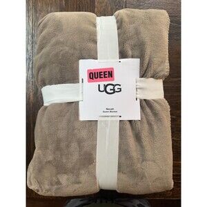 UGG Novah Light Fawn Queen Blanket Comfy Cozy Soft Feel 92”x96” NEW